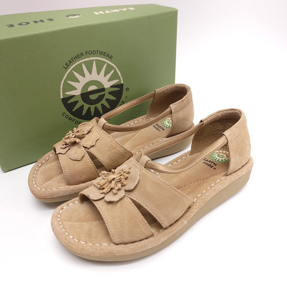 Earth Shoe Kalei Sand Leather Floral Comfort Sandals Womens‎ 8.5W
